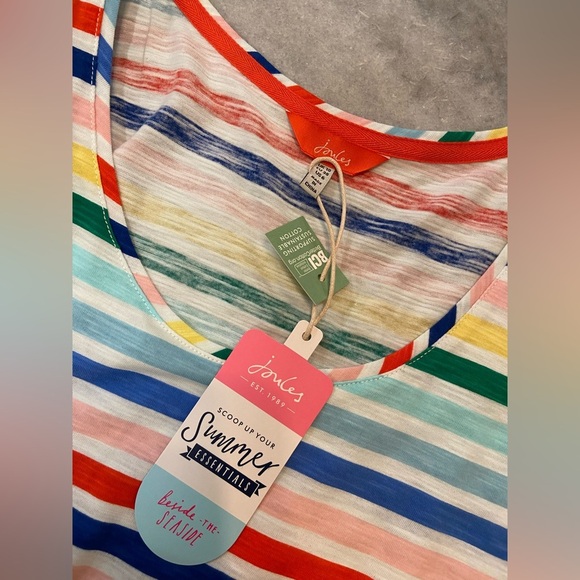 NWT Joules Colorful Rainbow Stripe Cotton Scoop Neck Bunny Tank Top Size 6 - Picture 10 of 10